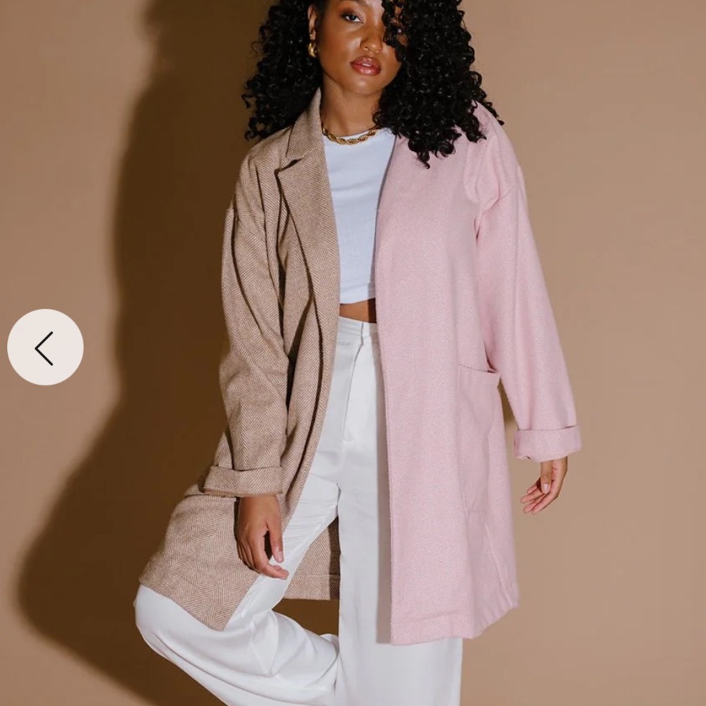 Dressed in LALA Two-Tone Pink and Tan Trench Coat